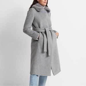 Club Monaco Baylee Coat With Removable Faux Fur Collar - Gray